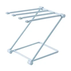 Torkställning för disktrasor på bänkskiva, 4 armar, hopfällbar, vertikal handduksställning, disktrashållare för kök, ljusblå