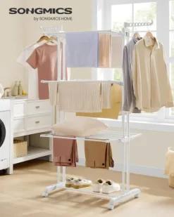 Torkställning för kläder, 64x126x172 cm, vit