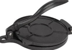 Tortillapress i aluminium 20 cm svart för att göra kinesiska kakor, bakverk, pizzapress i aluminiumlegering, pressverktyg