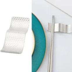 Ätpinnshållare i rostfritt stål, dubbel användning, non-stick, elegant ätpinnar, stativ för skedgaffel, silver