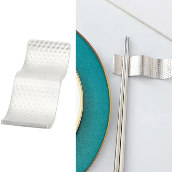 Ätpinnshållare i rostfritt stål, dubbel användning, non-stick, elegant ätpinnar, stativ för skedgaffel, silver