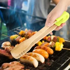 Trä BBQ Klämma Buffé Mat Tång Bröd Biff Kök Klämma Serveringsverktyg (Grön)