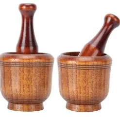 Trä kryddkvarn mortel och mortelstöt set