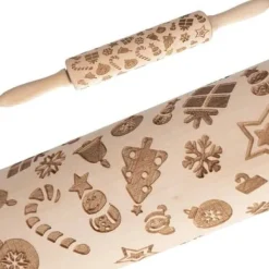 Trä roterande kavel för kök julgraverad present RUHHY