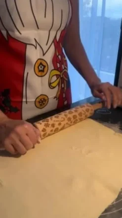 Trä roterande kavel för kök julgraverad present RUHHY