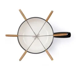 Traditionellt fondueset - LIVOO - MEN426N - 2,6L - 6 personer - Emaljerat gjutjärn - 6 gafflar - Caquelon lämplig för alla värmekällor