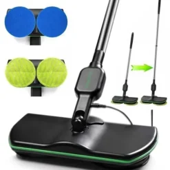 Trådlös elektrisk mop LUNAVO uppladdningsbar elektrisk roterande golvrengöringsmaskin, lämplig för olika ytor.