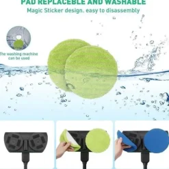 Trådlös elektrisk mop LUNAVO uppladdningsbar elektrisk roterande golvrengöringsmaskin, lämplig för olika ytor.