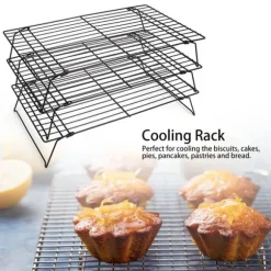 Tre lager nonstick kylgaller bakplåt kök bröd kakställ bakverk bakverk 40x25x9cm