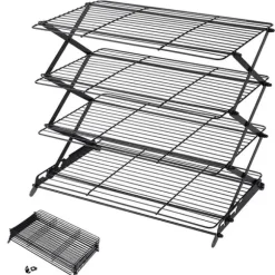 Tre-lagers kylställ för kakor - Hopfällbart rostfritt stål bakgaller för tårtor, bröd och kakor