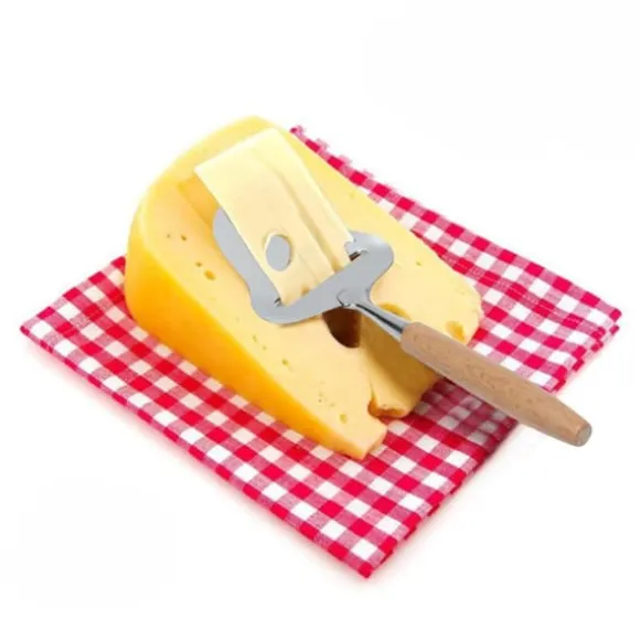Trähandtag ostspatel rostfritt stål osthyvel med justerbar tjocklek för halvhård ost