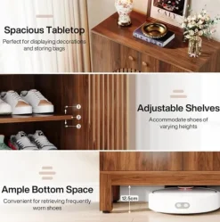 Tribesigns Skoskåp med 2 dörrar, 5 Våningar, Skohylla Hallmöbler med förvaring, Modernt Stil, Brun