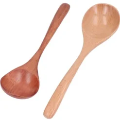 Träsoppsked japansk stil stor handtagssked för ris köksrestaurang 2st