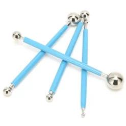 Tårtafondant dekorationsverktygssats - 4 metallkulor med prickande modelleringsverktyg