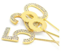Tårtdekoration med ZIRCONS GOLDEN-nummer "5"