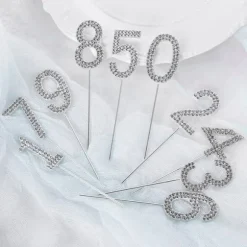 Tårtdekoration med ZIRKONER SILVER nummer 