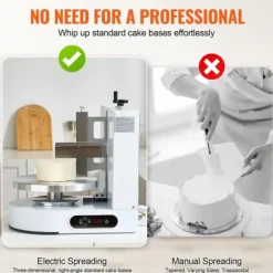 Tårtdekorationsmaskin, Tårtglasyringsspridare, för 4-12 Tårtor, Vit