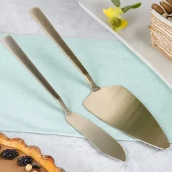 Tårtset spatelkniv för skivning Portionering Servering av tårtguld