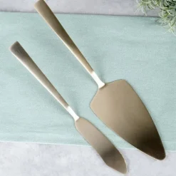 Tårtset spatelkniv för skivning Portionering Servering av tårtguld