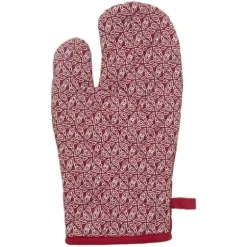 Tryckt handske + grytlapp 100% bomull - Röd