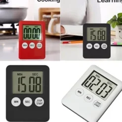 Tunn kökstimer Timer Stor Skärm Digital magnetisk nedräkning - Röd