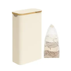 Tvättkorg 60 liter med lock – Platssparande – Vit