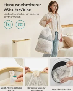 Tvättkorg 60 liter med lock – Platssparande – Vit