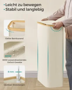 Tvättkorg 60 liter med lock – Platssparande – Vit