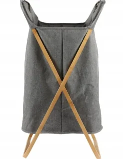 TVÄTTKORG I BAMBUS, stor, hopfällbar, stående, för förvaring