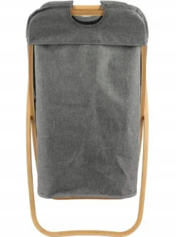 TVÄTTKORG I BAMBUS, stor, hopfällbar, stående, för förvaring