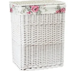 Tvättkorg MAX-2, 38x27xH52cm, väv, färg: vit, med tyg