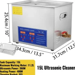 Ultraljudsrenare, Digital Kontrollpanel, SUS304 Material,15L