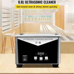 Ultraljudsrengörare, 304 rostfritt stål, 40 kHz frekvens, 0,8L kapacitet, 35W effekt, 175 x 110 x 125 mm