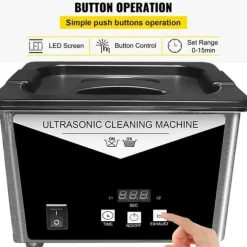 Ultraljudsrengörare, 304 rostfritt stål, 40 kHz frekvens, 0,8L kapacitet, 35W effekt, 175 x 110 x 125 mm