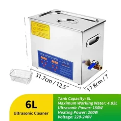 Ultraljudsrengörare, Digital Kontroll, Mångsidiga Tillämpningar,6L-180W-220V, EU