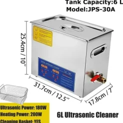 Ultraljudsrengörare, 40kHz Frekvens, Digital Kontrollpanel,6L