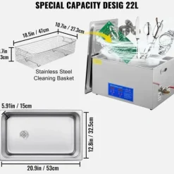 Ultraljudsrengörare, 40kHz Frekvens, Rostfritt Stål Konstruktion,22L JPS-80A