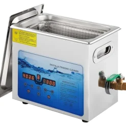 Ultraljudsrengörare, 36KHz~40KHz justerbar, 6L 220V, med digital timer och värmare för smycken, klockor, glasögon.