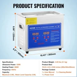 Ultraljudsrengörare, 1,3L kapacitet, användarvänlig kontrollpanel,3L
