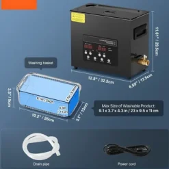 Ultraljudsrengörare 6L, Rengöringsmaskin med Korgvärmare och Timer, 180W Effekt