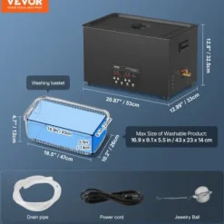 Ultraljudsrengörare, 30L, 530x325x200 mm, rostfritt stål