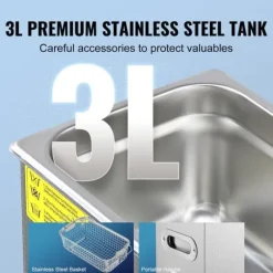 Ultraljudsrengörare med digital timer & värmare, professionell för smycken, glasögon, klockor och små delar (3L)