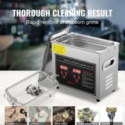 Ultraljudsrengörare med digital timer & värmare, professionell för smycken, glasögon, klockor och små delar (3L)
