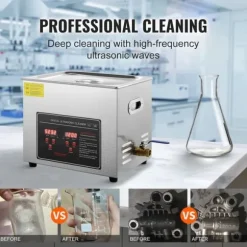 Ultraljudsrengörare med digital timer & värmare, professionell för smycken, rostfritt stål, 10L, för glasögon, klockor och kretskort.