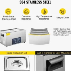 Ultraljudsrengörare 53x33x27,5 cm 22L rostfritt stål