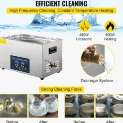 Ultraljudsrengörare 53x33x27,5 cm 22L rostfritt stål