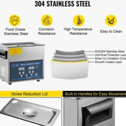 Ultraljudsrengörare 32x17.8x31.2 cm rostfritt stål dubbelfrekvens