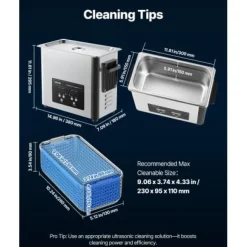 Ultraljudsrengörare, 38x18x29,5 cm, rostfritt stål