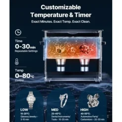 Ultraljudsrengörare, 38x18x29,5 cm, rostfritt stål