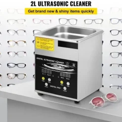 Ultraljudsrengöringsmaskin 2L för smycken, rostfritt stål, effektiv rengöring, kompakta mått
